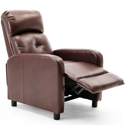 Brown leather deals push back recliner