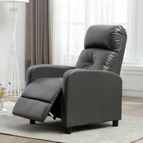 MILTON MODERN FAUX LEATHER PUSHBACK RECLINER ARMCHAIR SOFA COMPACT RECLINING CHAIR (GREY)