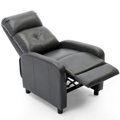 Milton Modern Faux Leather Pushback Recliner Armchair Sofa Compact Reclining Chair (Grey)