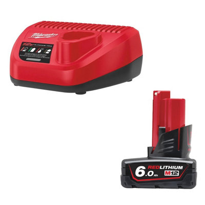 Milwaukee 12V 1 x 6.0Ah Li ion M12B6 Battery and C12C Charger Set