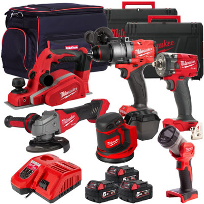 Milwaukee 18V 6 Piece Power Tool Kit with 3 x 5.0Ah Batteries