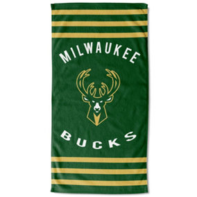 Milwaukee Bucks Stripe Beach Towel Green/Cream/White (One Size)