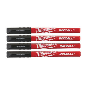 Milwaukee - INKZALL Ultra Fine Tip Pen Black (Pack 4)