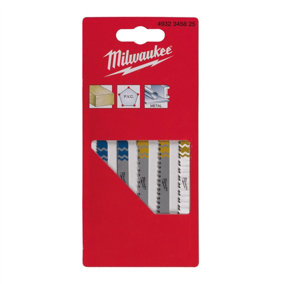 Milwaukee - Jigsaw Blade Set - T - Shank Reception (5 Piece) - Suitable For Applications In Wood and Metal