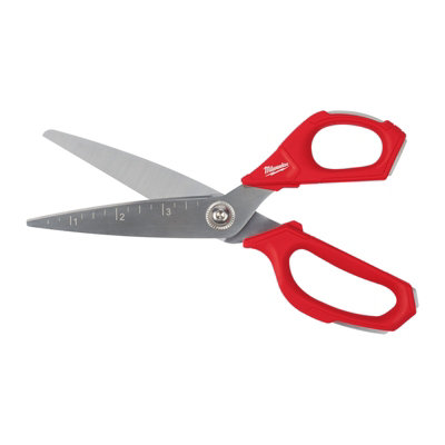 Milwaukee Jobsite Straight Scissors Large Handle Holes All Metal Core ...