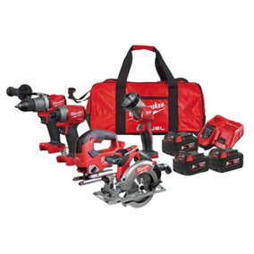 Milwaukee M18 FPP5L2-503B 18V Fuel 5 Piece Kit With 3 x 5.0Ah Batteries Charger In Bag 4933479904