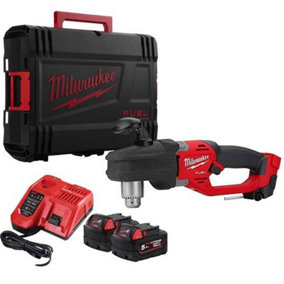 Milwaukee M18CRAD2-502X Fuel Right Angle Drill Hole Hawg 18V X2 5AH Batteries