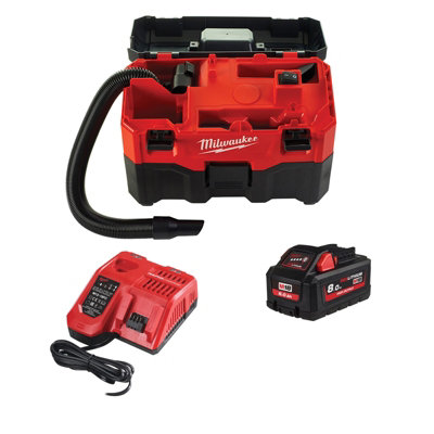 Milwaukee M18VC2-0 Wet / Dry Vacuum Dust Extraction 18V + x1 M18HB8 8ah ...