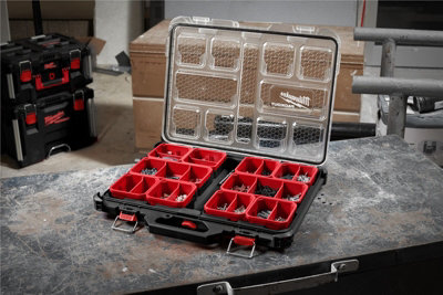 Milwaukee PACKOUT Slim Organiser Stacking Tool Fixings Case IP65 4932471064