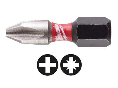 Milwaukee SHOCKWAVE PH2 x 25mm Impact Duty Screwdriver Bits Pack