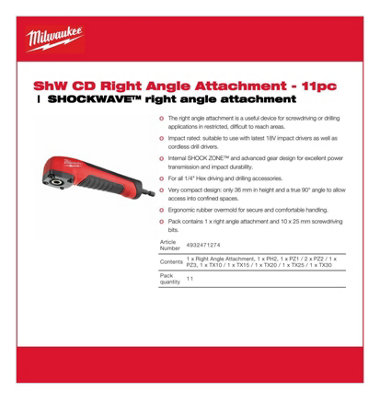 Milwaukee - SHOCKWAVE™ Right Angle Attachment - 4932471274