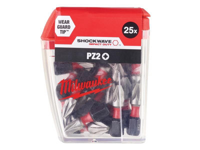 Milwaukee SHOCKWAVE Tic Tac PZ2 x 25mm Impact Screwdriver Bits x25 4932472041