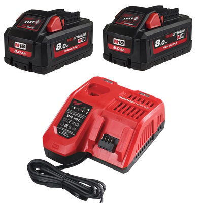 Milwaukee X2 18V 8AH M18HB8 High Output Li ion Battery and M12