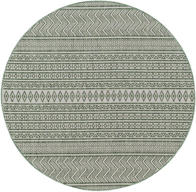 MIMI Round In- & Outdoor Global Olive Green/Beige Area Rug 160 x 160 cm