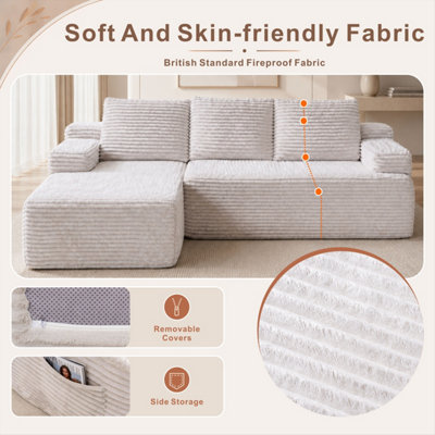 MIMO Modular Chaise Sofa Set with Storage, Corduroy Fabric
