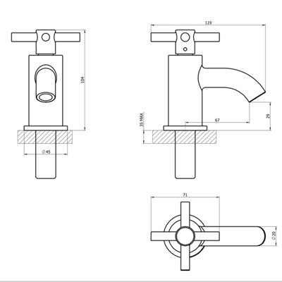 Mina Chrome Basin Tap Pair, Traditional Pillar Design with Solid Brass ...