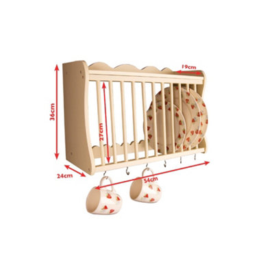 Minack Buttermilk / Cream Wooden Kitchen Plate Rack, Shelf, Hooks, Wall ...
