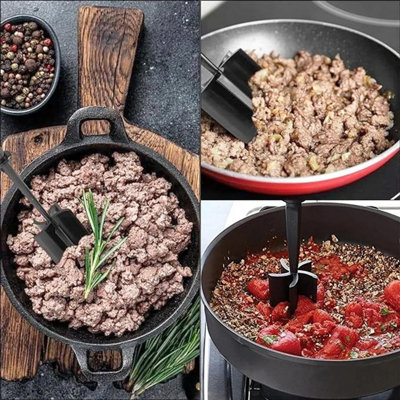 Hachoir à Viande Pour Hamburger - 6 Lames Courbes, Manche Anti-chaleur, Compatible Anti-adhésif