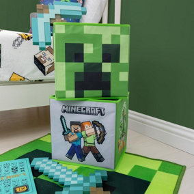 Minecraft 2 Pack Foldable Bedroom Toy Storage Unit Boxes