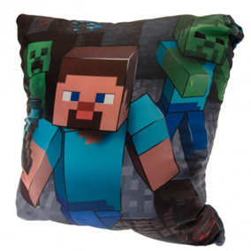 Minecraft Character Filled Cushion Grey/Blue/Green (One Size)