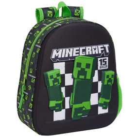 Minecraft Childrens/Kids Creeper Backpack Black/Green (33cm x 10cm x 27cm)