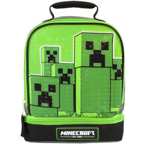 Minecraft Childrens/Kids Double Creeper Lunch Bag Green (One Size)