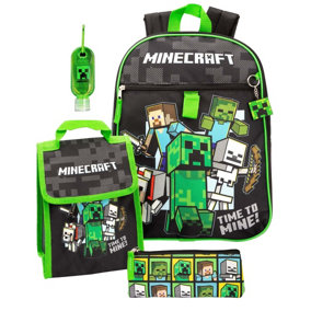 Minecraft Childrens/Kids Time To Mine Backpack Set Black/Green (One Size)