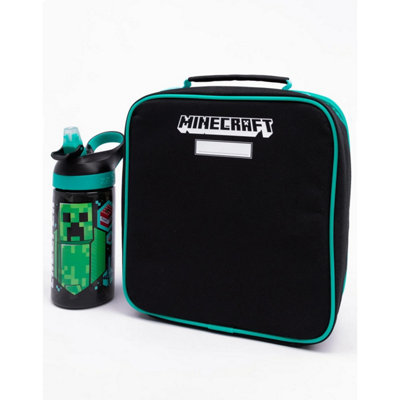 Minecraft Creeper Lunch Bag and Bottle Pack of 5 Black Green White One Size