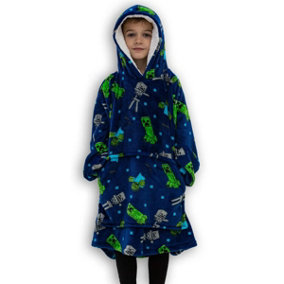 Minecraft Creeps Wearable Hooded Fleece Blanket - Kids Medium