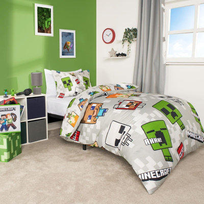 Minecraft Duvet Cover Set Reversible Bedding Pillowcase Quilt Kids