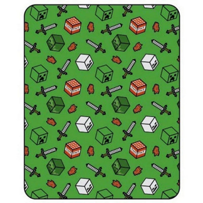 Minecraft Flannel Symbols Blanket Multicoloured (150cm x 110cm)