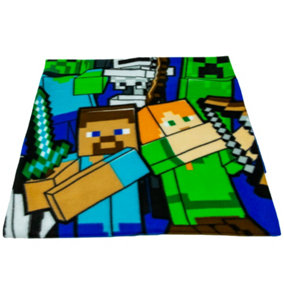 Minecraft Fleece Characters Blanket Blue/Multicoloured (140cm x 110cm)
