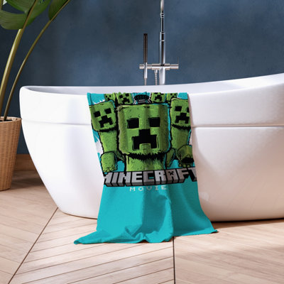 Minecraft Movie Kids Beach Towel Swimming Bath Pool Blue Towel 140cm x 70cm