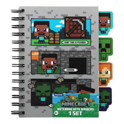 Minecraft Notebook Stationery Set, A5 Spiral Planner with Dividers ...