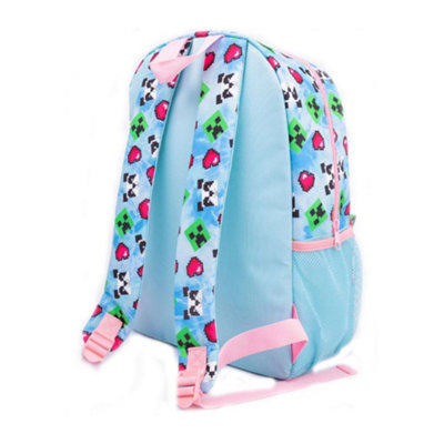 Minecraft Pixel Backpack Set Blue/Pink (One Size)