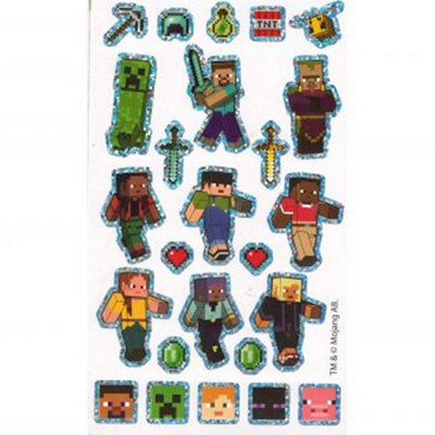 Minecraft Reusable Characters Stickers (Pack of 25) Multicoloured (One ...