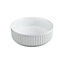 Minerva Gloss White Ceramic Round Ribbed Textured Counter Top Basin (W)360mm