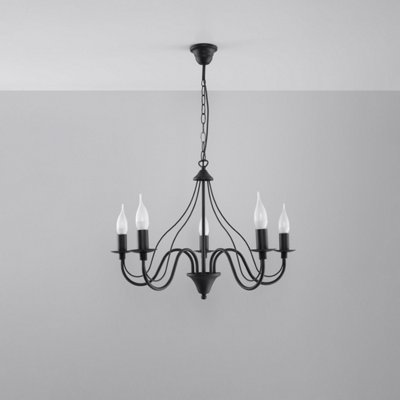 Minerwa Steel Black 5 Light Classic Chandelier