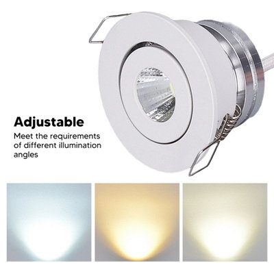 Mini Adjustable Angle LED Recessed Ceiling Light, White Aluminum, 4000K ...