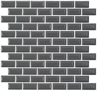 Mini Brick Mosaic Tile Sheet Grey