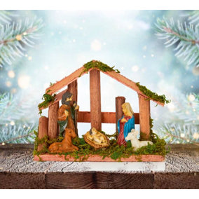 Mini Christmas Nativity Scene 6 Piece Ornament Decoration 15cm
