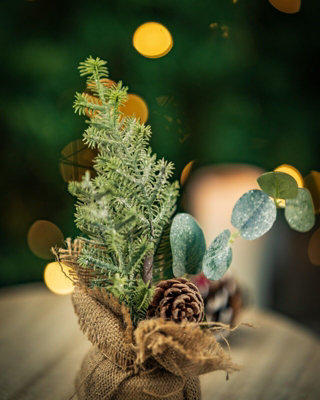 Mini Christmas Tree with Pinecones in Jute Bag - 3
