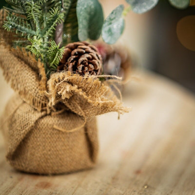 Mini Christmas Tree with Pinecones in Jute Bag - 5