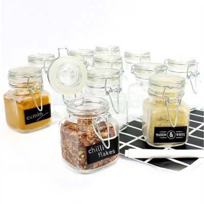 Mini Clear Glass Spice Jars - Set of 12 - M&W