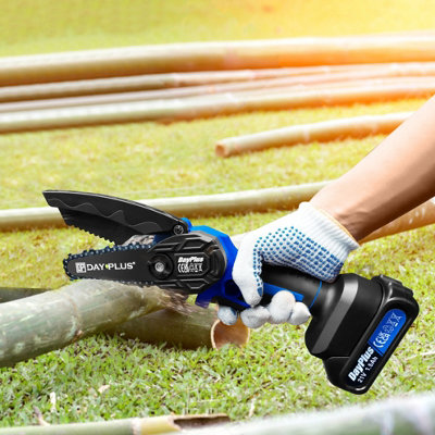 Mini Cordless Chainsaw 6 Inch, Brushless with 2 Batteries 1500mAh & 2 ...