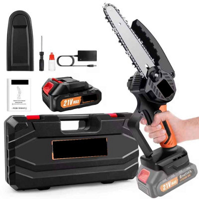 Mini Cordless Chainsaw 6 inch wood cutting garden pruning, electric saw ...