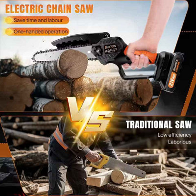 Mini Cordless Chainsaw 6 inch wood cutting garden pruning, electric saw ...