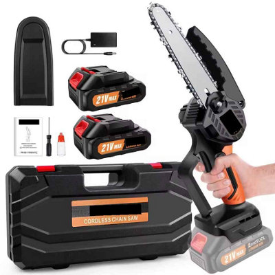 Mini Cordless Chainsaw 6-inch wood cutting garden pruning, electric saw ...