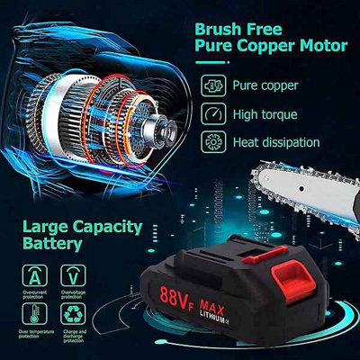 Mini Cordless Chainsaw 8 Inch, Cordless Brushless with 2 Batteries & 2 ...