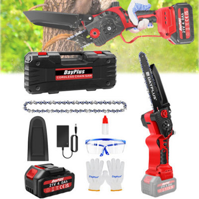 Mini Cordless Chainsaw 8 Inch, Cordless Brushless with Battery 4000mAH ...